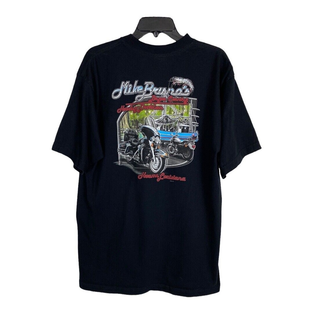 Harley Davidson Mens Shirt Size XL Black Biker Tee Houma LA Bayou Country